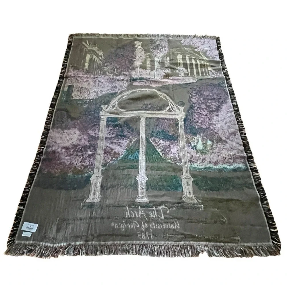 NWT University of Georgia The Arch Bulldogs Tapestry Stadium Blanket Throw 52x68